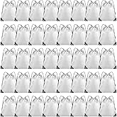 Grneric 40 Pieces Drawstring Backpack Bulk Cinch Sackpack Ployster Drawstring Bags for Gym Party Trip(White)