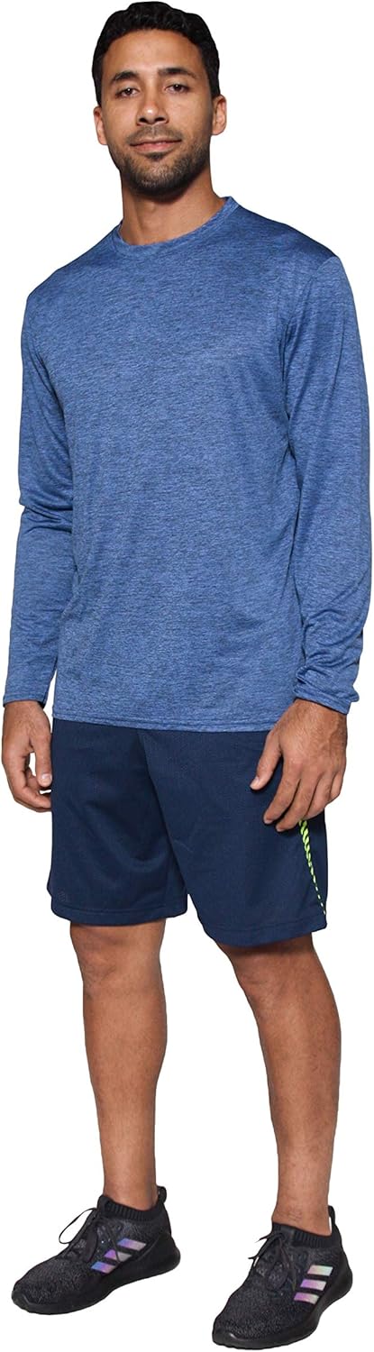 4 Pack: Men's Dry-Fit Moisture Wicking Performance Long Sleeve T-Shirt, UV Sun Protection Outdoor Active Athletic Crew Top at  Men’s Clothing store
