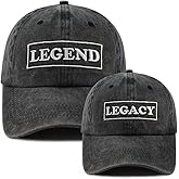 2PCS Legend and Legacy Baseball Cap for Dad Son, Adjustable Cotton Leather Patch Parent-Child Hat…