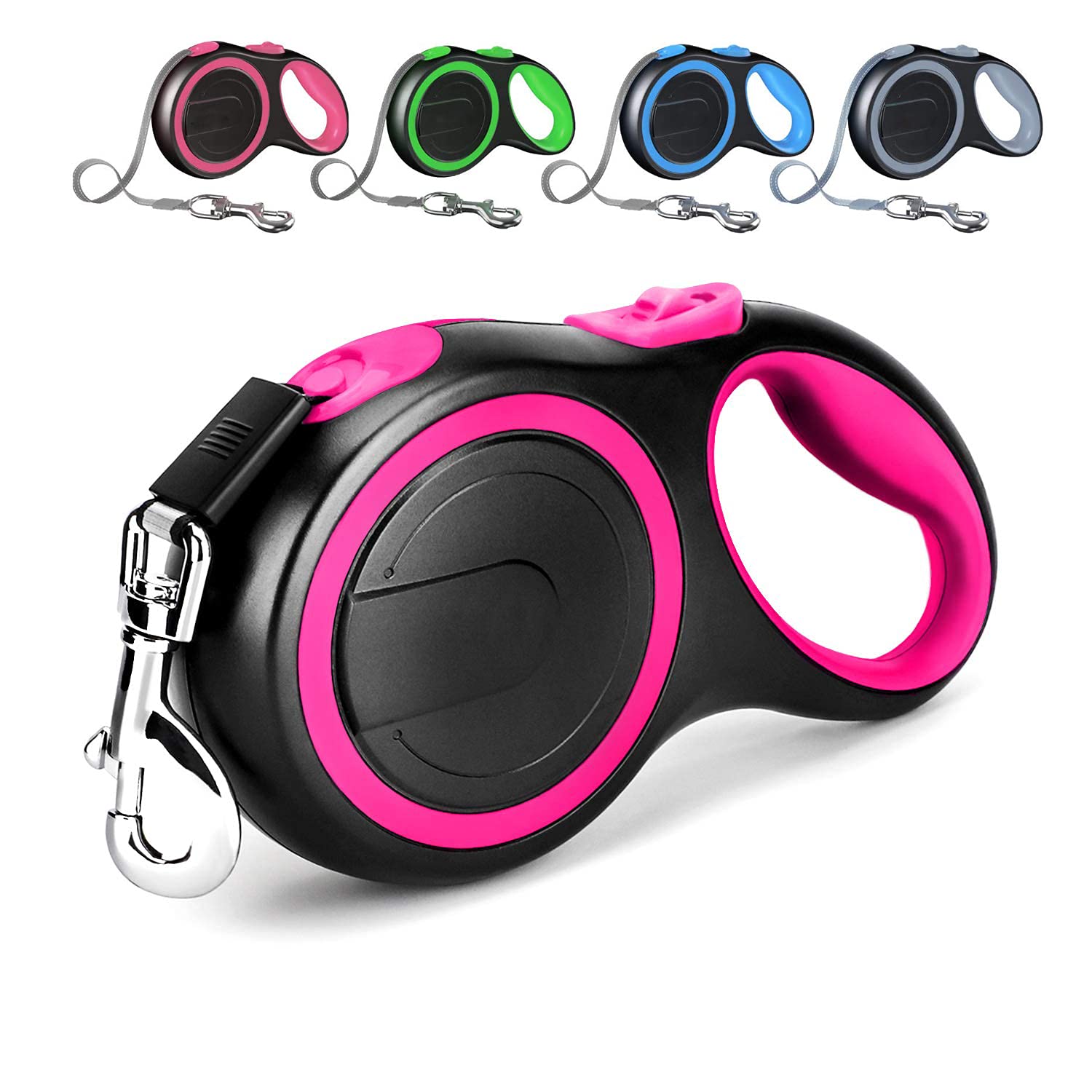 Extendable Dog Lead, Tangle-Free Retractable Dog Lead with Anti-Slip Handle 3m 5m 8m Long Anti Theft Dog Leads Strong Nylon Tape,Suitable for Small Medium Large Dogs Pink