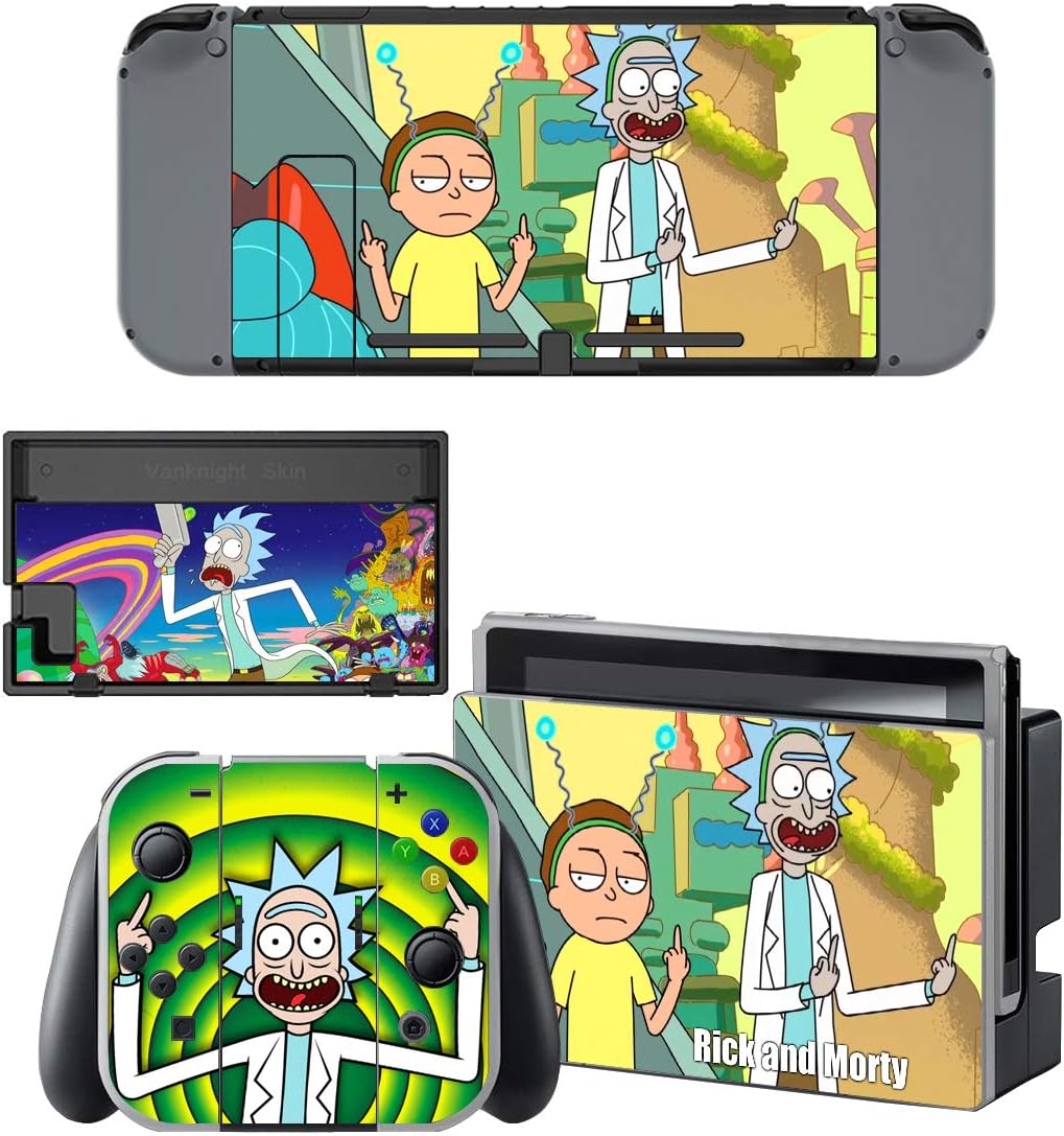 Decal Moments Nintendo Switch Console Vinyl Skin Decal Stickers for Nintendo Switch Dock Joy Con Skin Rick and Morty