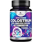 Colostrum Supplement 1000mg - 20% Immunoglobulins for Muscle, Skin & Hair Support - Gut Health Digestive & Immune Support - Bovine Colostrum Powder - Natural, Gluten Free & Unflavored - 120 Capsules