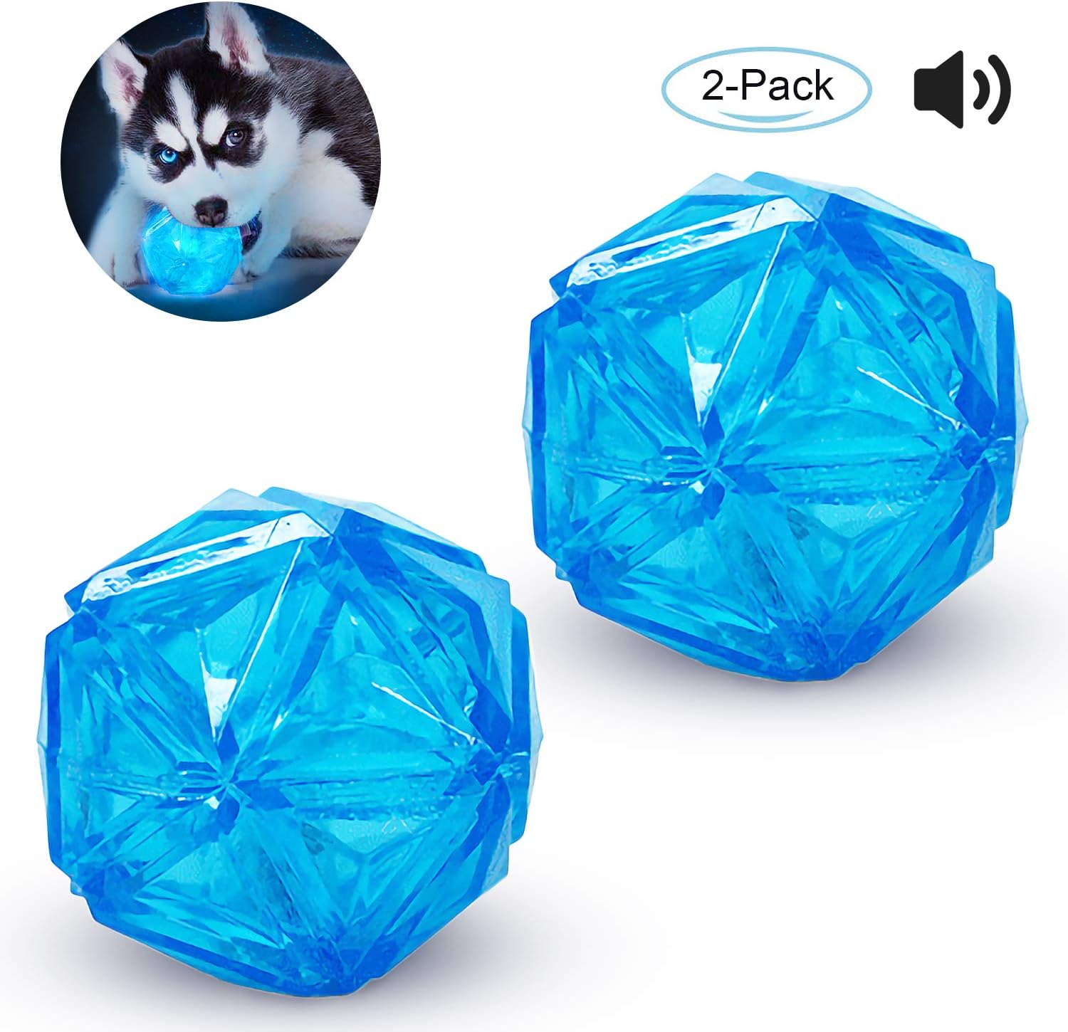 PEDOMUS Dog Ball Elastic Flash LED Ball BounceActivated Light Up Dog