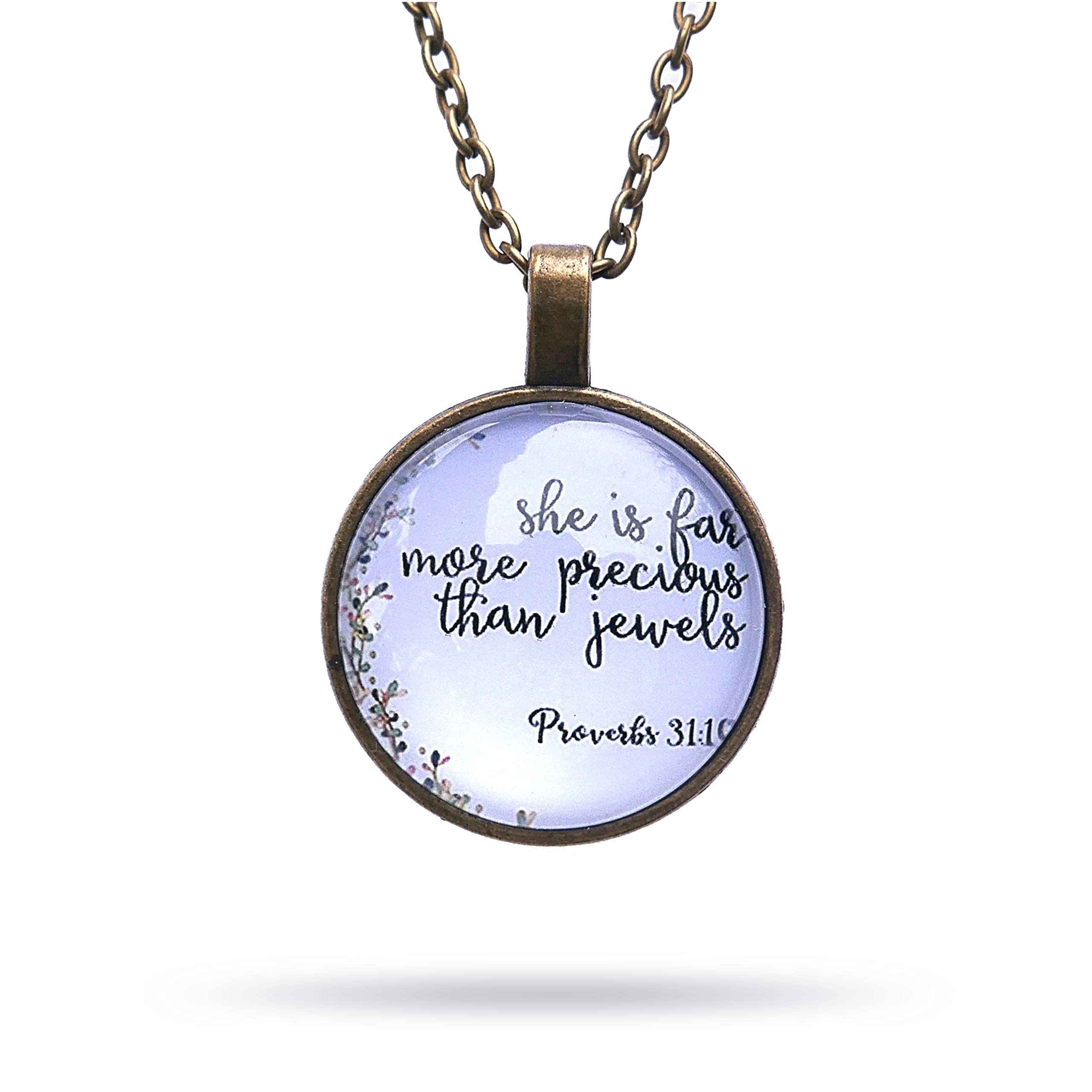 epiphaneia Christian Gifts for Women Proverbs 31:10 Pendant Necklace. Christians Jewelry for Women Religious Bible Necklaces for Woman of Faith. Gift for Mom on Mother's Day, Christmas, Birthday.