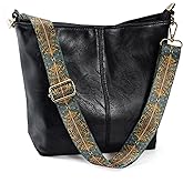 Huwzder Hobo Bags Vegan Leather Crossbody Bag Guitar Strap Shoulder Purses with Zipper Handbags for Women