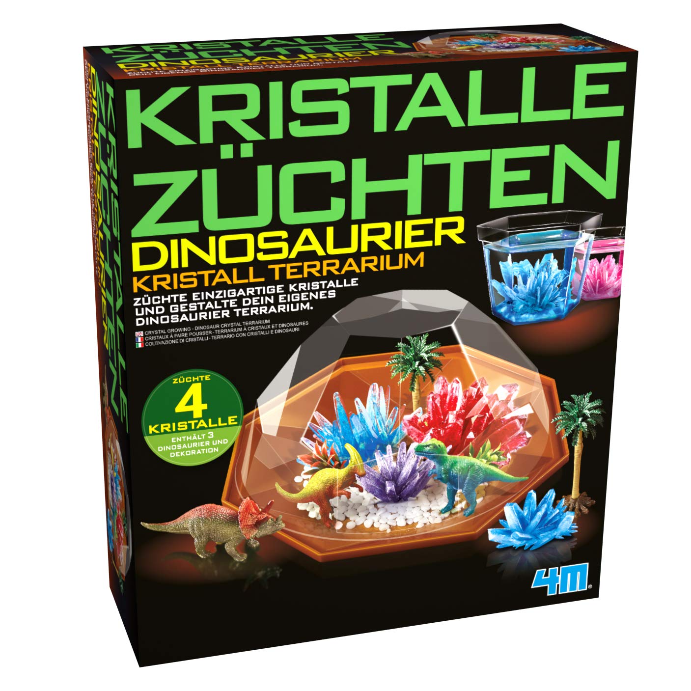HCM Kinzel 68678 experiment box crystals breeding dinosaur terrarium crystal cultivation, multicoloured