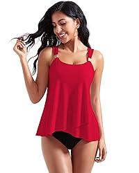 RXRXCOCO Women Tankini Bathing Suits Ruffle High