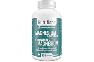 Magnesium L-Threonate Supplement - 300 Capsules x 50 mg Elemental (Usable) Magnesium - Non-Buffered (Not Mixed), High Absorpt