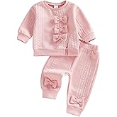 Geogenry Toddler Baby Girl Clothes Bowknot Sweatshirt Outfits Spring Long Sleeve Tops Pant Outfit Infant Girls Sweatsuit Set
