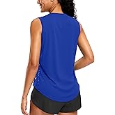 SANTINY Sleeveless Workout Tops for Women Breathable Lightweight Athletic Running Tank Tops Active Tennis Yoga Shirts