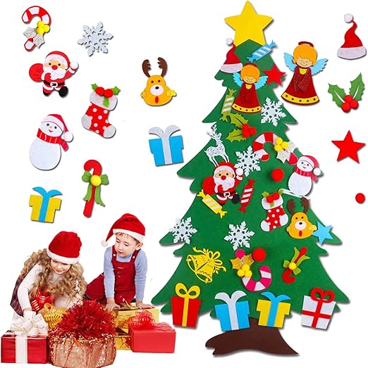 Amazon Com Yokartee Diy Felt Christmas Tree Set With Ornaments