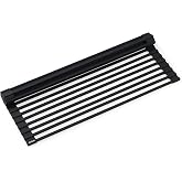 Kraus Multipurpose Workstation Sink Roll-Up Dish Drying Rack, Colander and Trivet in Black, KRM-11BL