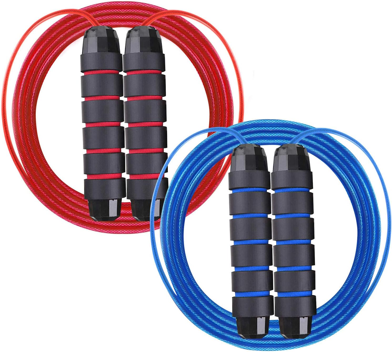 TangleFree Skipping Rope with Double Bearing and Memory Foam Handles for Men Woman 2 Pack Jump