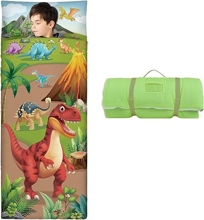 Decalsweet Dinosaur Volcano Sleeping Bag Nap Mat for Kids 60x150cm