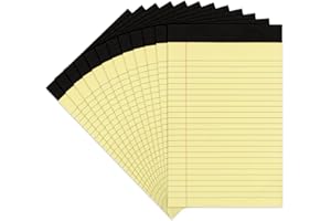 12 PCS Yellow Legal Pads 8.5 x 11-50 Sheets per Notepad, Goefun Wide Ruled Yellow Lined Notepads 8.5x11, Perforated Letter Si