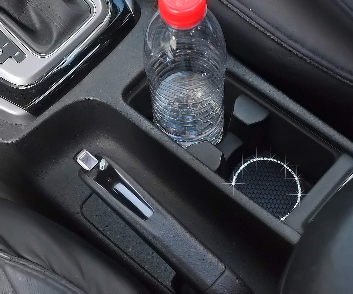 DBlosp Universal Vehicle Bling Cup Holder Insert Coaster Car Interior Accessories-2.75 inch Silicone Anti Slip Crystal Rhinestone Car Coaster-Universal (Pack of 2): Automotive
