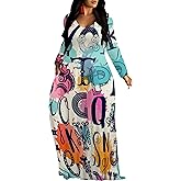 Plus Size Maxi Long Dress Fall Winter Clothes Sexy Outfits for Women Printed Loose Cute Dress