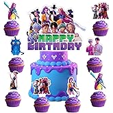 Korean Idol Demon Movie Hunters Birthday Party Decorations, 25 Piece Cake and Cupcake Toppers Set, Cartoon Animation Theme for Kids Birthday Celebrations