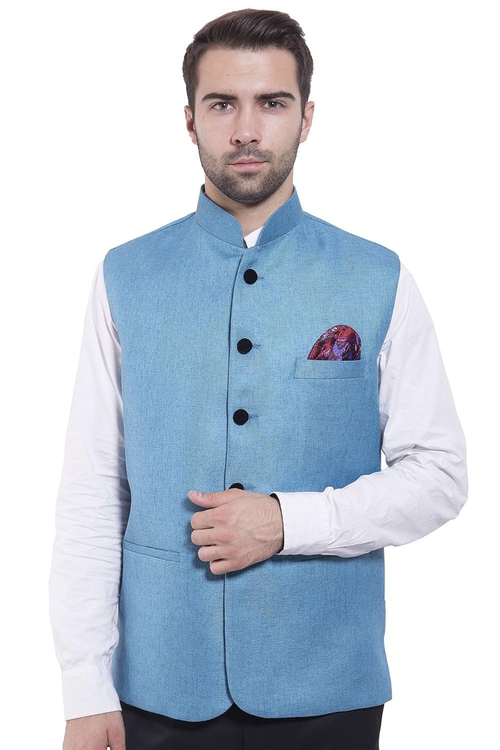 wintage men's rayon modified bandhgala festive nehru blazer- two colors available