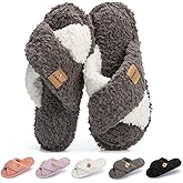 GOEWY Fuzzy Open Toe Slippers for Women Indoor and Outdoor with Memory Foam Cozy Cross Band Women's Slipper Cute Soft House Shoes Slip On Gifts for Womens Mom Her Ladies Bridesmaid