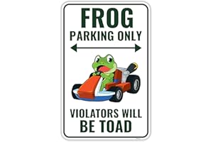 Venicor Frog Parking Sign Decor - 9 x 14 Inches - Aluminum - Cute Frog Gifts for Frog Lovers Women - Frog Tank Room Decorations Accessories Stuff