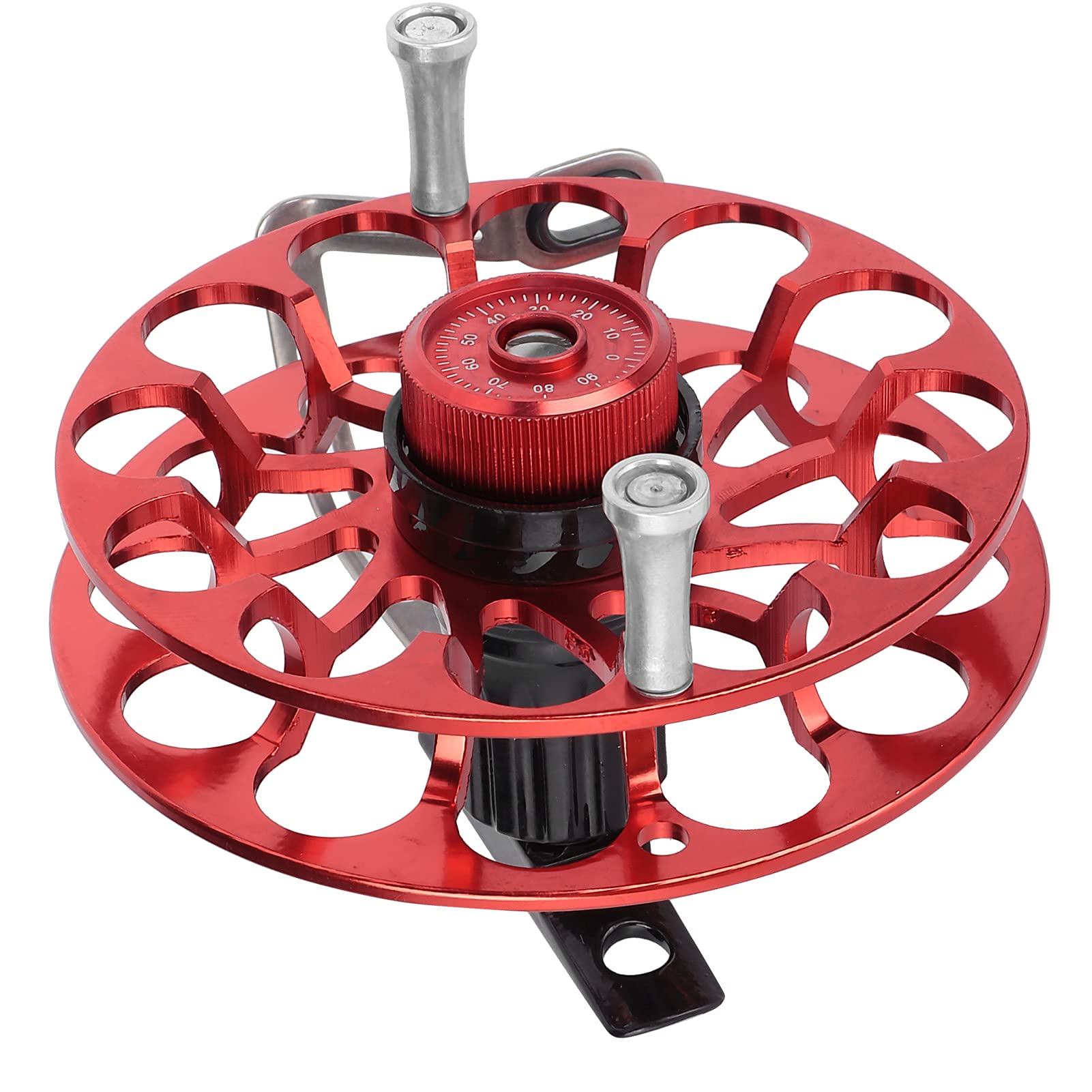 Fishing Centrepin Reel,Fishing Gear Fishing Reel Portable Multifunction All?metal Wind Fire Wheel(red)