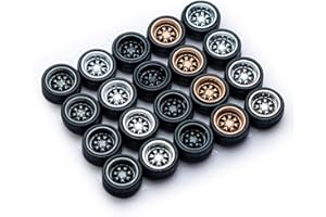 CHENZHIZHAO 1/64 Wheels and Tires Set, 64 Scale die-cast Model Modification, 64 Scale Miniature Scene Production, ABS Injection Rubber Tires, 5 Sets Packaging，Style G