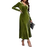 UUXQOYGR Women Velvet Maxi Dress Long Sleeve