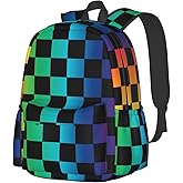 Jbofyee Colorful Checkered Laptop Backpack For Men Women, Lightweight Daypack Bookbag For Daily Commutes Business Travel Hiking