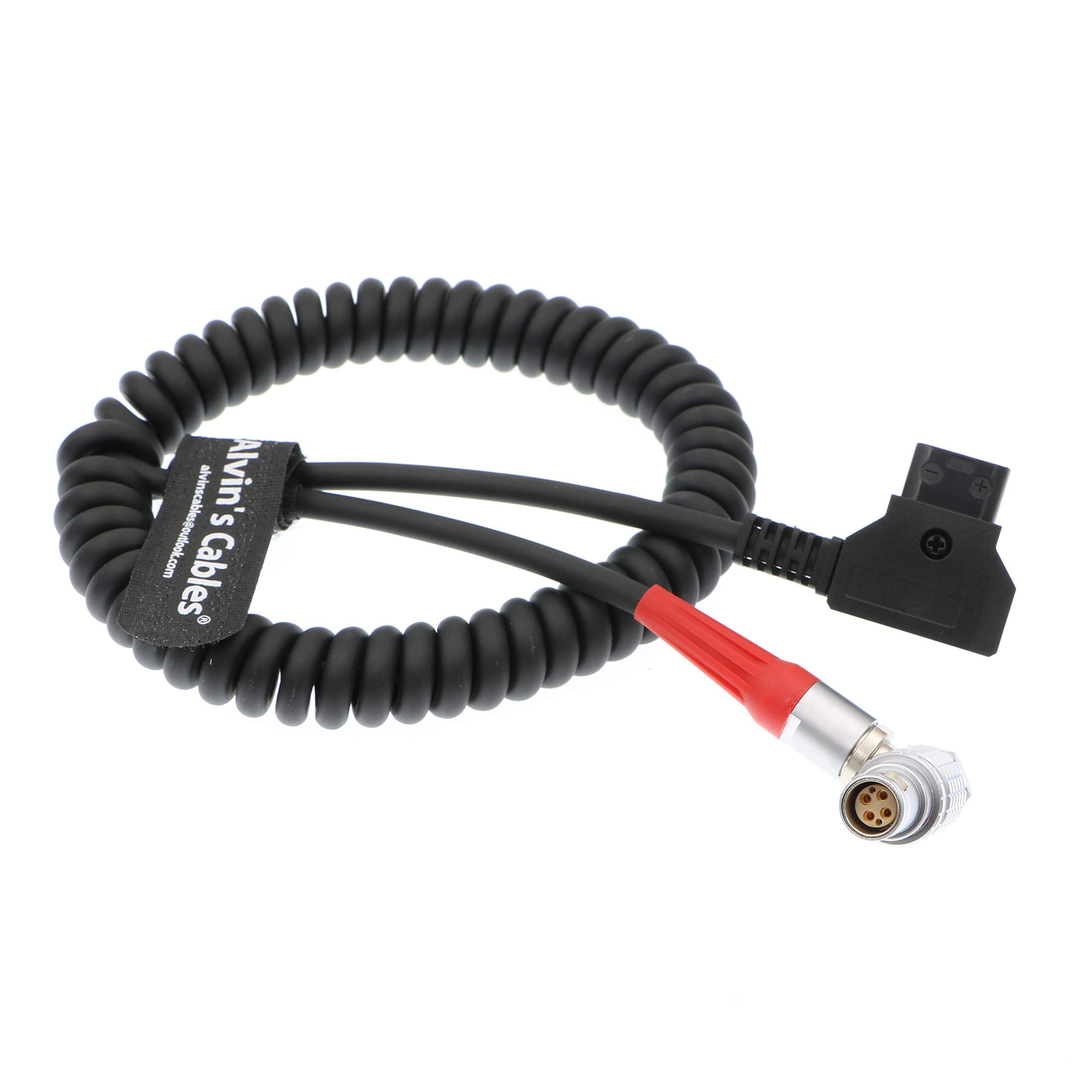 Alvin's Cables Red Scarlet Epic Camera Power Coiled Twist Cable 6 Pin Right Angle Female to D Tap