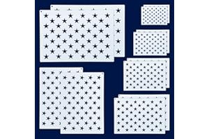 WISYOK 12 Pieces American Flag 50 Star Stencil Templates, 6 Sizes American Flag Templates, Ideal for DIY Crafts Design, Independence Day Project, American Flag Projects