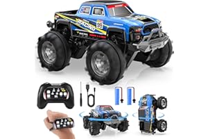 DEERC Amphibious RC Monster Truck Boat, IPX7 Waterproof Remote Control Car, 2.4GHz 4WD RC Stunt Car W/Gesture Sensing, 360° R