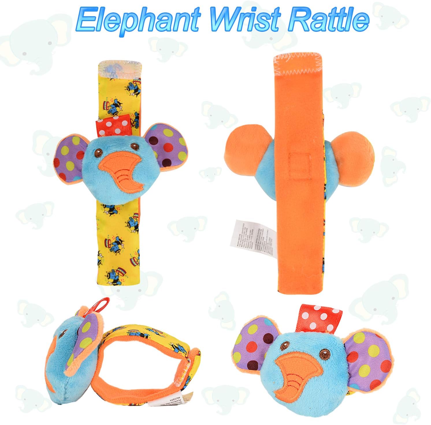 SSK Soft Baby Wrist Rattle Foot Finder Socks Set,Cotton and Plush Stuffed Infant Toys,Birthday Holiday Birth Present for Newborn Boy Girl 0/3/4/6/7/8/9/12/18 Months Kids Toddler,4 Cute Animals: Toys & Games