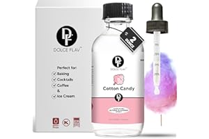 DOLCE FOGLIA Dolce Flav Natural Cotton Candy Extract 2 oz – Kosher, Sugar-Free, Concentrated Carnival-Style Flavoring for Baking, Frostings & Drinks, Includes Measured Dropper