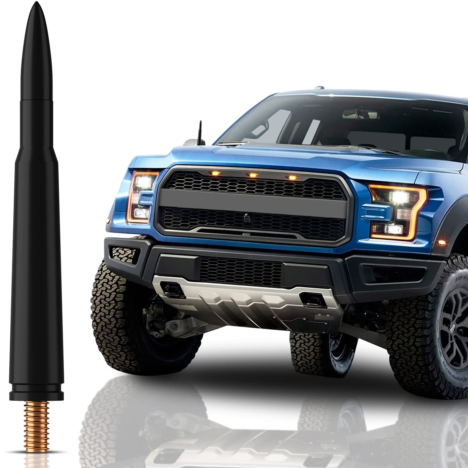 Photo 1 of Antenna for Ford F150 (2009-2024) - Highly Durable Premium Truck Antenna 4.25 Inch - Car Wash-Proof Radio Antenna for FM AM - Black, 30 Caliber Design - Ford F150 Accessories