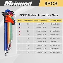 Mriuuod 9 PCS Allen Wrench Set, Cr-V Metric Hex Key