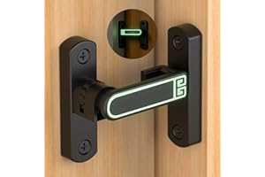 LIPSHOME Barn Door Lock, 90/180 Degree Door Latch, Adjustable Lock Height Difference 0-7 mm, Zinc Alloy Sliding Door Latch for Barns, Shed,Garden Fence Doors(1, Black&Luminous)