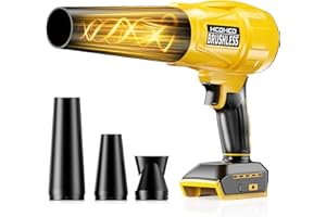 HCDHCD Cordless Leaf Blower for DeWALT 20V Battery,580000RPM Brushless Turbo Jet Blower with 3 Nozzles, Lightweight Handheld Blower for Patio, Lawn, Yard, Leaves, Dust, Garage & Snow Cleaning (No Battery)