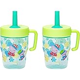 Zak Designs Peppa Pig Capri Toddler Tumbler For Travel or At Home, 10oz 2-Pack Durable Plastic Sippy Cups With Handle and Leak-Proof Design are Perfect For Kids (Peppa and George)