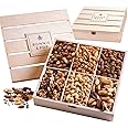 Nut Gift Basket, in Reusable Wooden Crate, Healthy Gift Option, Gourmet Snack Food Box, with Unique Flavors, Great for Feel B