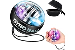 KEOSHIGA Torque-Ball Hand Exerciser, Wrist Power Gyro Ball, Curaball Hand Exerciser, Grip Strength Trainer, Hand Strengthening Devices, Wrist Strengthener, Finger Exerciser, Auto-Start Colorful Lighting (Black) (Black)