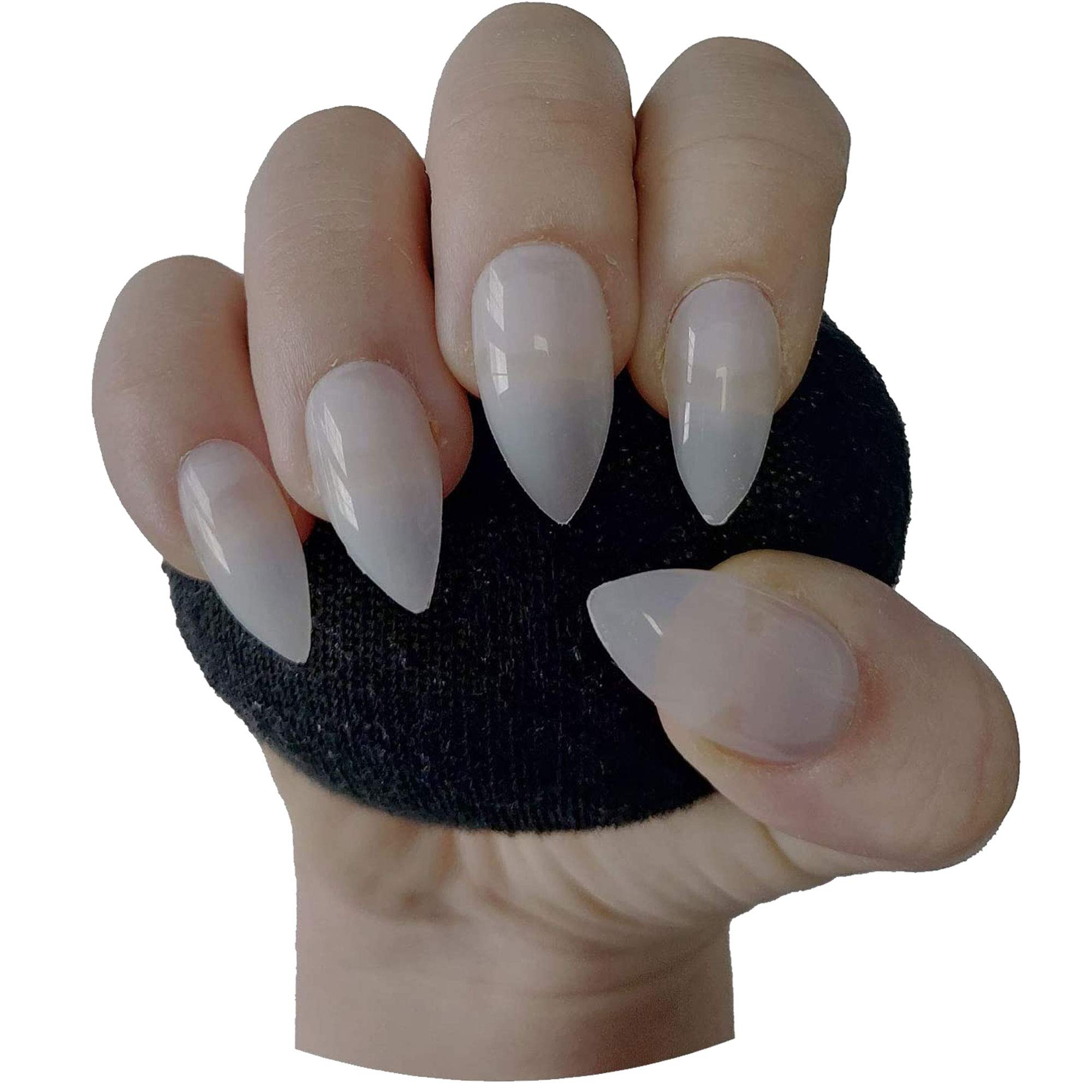 600 Pieces Short Stiletto False Nail Tips NATURAL Full Cover Acrylic Press On False Nails Tips Extensions - Professional Salon & Home Use