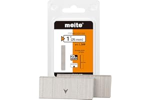 meite 23 Gauge Pin Nails, 1 Inch 304 Stainless Steel Pin Nails - Micro 23GA Headless Nails for Nail Gun for Trim, Craft, and 