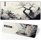 Japanese Mouse Pad, Large Japanese Desk Mat, XL Anime Gaming Keyboard Mat, Non-Slip Rubber Base, Big Extended Desk Protector for Home Office, 31.5”x11.8”