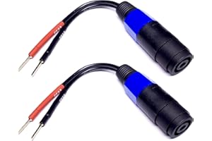 CNCESS CESS-170 Screw Type 2mm Pin Banana Plug to Female Speakon Jack Adapter Cable, Connect Speakon to Spring Clip Terminal Amplifier, 12AWG Soft Silicone Tinned Copper Wire – 2 Pack (Pin Banana)