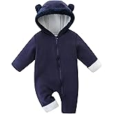 JingleBaBa Cute Baby Bear Fleece Jumpsuit Girls Boys Warm Hooded Coverall Romper Newborn Fluffy Outerwear Snowsuit