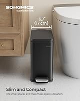 SONGMICS Narrow Pedal Bin with Soft Close Lid 10 L Black LTB561B10 view 2