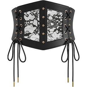 Scarlet Darkness Renaissance Corset Belts for Women Pirate Goth Waist Belt | Lace Up Waist, Ren Faire Accessories, Back Elast