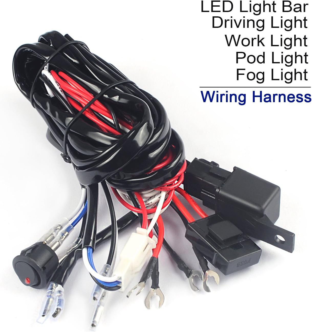 Amazon.com: Pod Light Wiring Harness Kits Red Switch / 12V30A Relay and