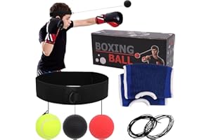 Lorpect Boxing Ball, Three Levels of Difficulty, with Headband and Gloves, Perfect for Adults and Children to Improve Speed Reaction and Hand-Eye Coordination Training.